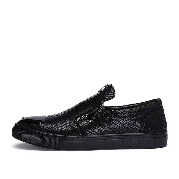 igxx zip shoes for men glitter punk metal snake casual shoes men's flats genuine leather motorcycle zipper, Black
igxx zip shoes for men glitter punk metal snake casual shoes men's flats genuine leather motorcycle zipper, Black