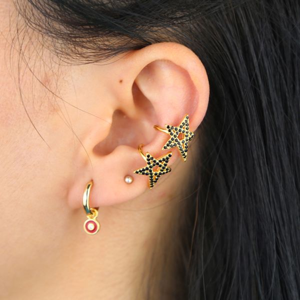 1 pcs fashion star gold&black color clip earring no pierced with cz crystal erring cuff for women girl wedding party gift, Silver
1 pcs fashion star gold&black color clip earring no pierced with cz crystal erring cuff for women girl wedding party gift, Silver