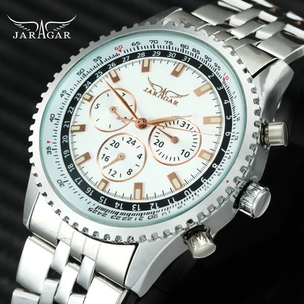jaragar fashion auto mechanical watch men 3 sub-dial 6 hands stainless steel strap dress mens watches top, Slivery;brown
jaragar fashion auto mechanical watch men 3 sub-dial 6 hands stainless steel strap dress mens watches top, Slivery;brown