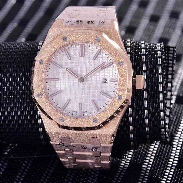 41mm new mens watch steel strap automatic/quartz movement 18k gold rose gold dial sports bling shinning wristwatch date, Slivery;brown
41mm new mens watch steel strap automatic/quartz movement 18k gold rose gold dial sports bling shinning wristwatch date, Slivery;brown