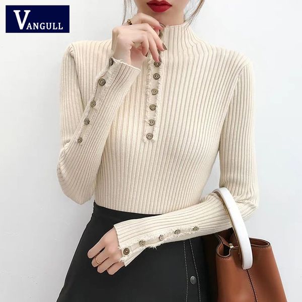 vangull sweater women pullover 2019 new autumn winter thickening slim bottoming turtleneck sweater versatile button decoration, White;black
vangull sweater women pullover 2019 new autumn winter thickening slim bottoming turtleneck sweater versatile button decoration, White;black