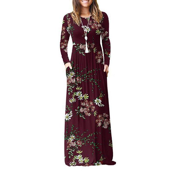 longwomen's 2020autumn and winter new european and american printed long-sleeved pocket dress round neck waist dress, Black;gray
longwomen's 2020autumn and winter new european and american printed long-sleeved pocket dress round neck waist dress, Black;gray