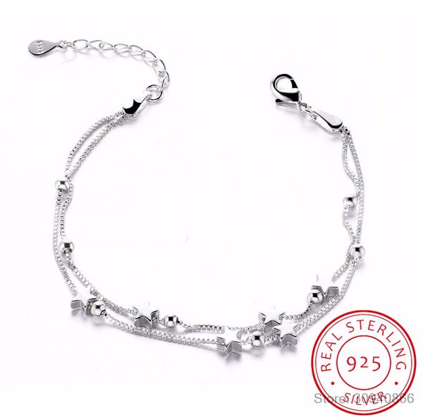 925 sterling silver bracelets for women double layer star square box round beads bracelets & bangles pulseira s-b115, Golden;silver
925 sterling silver bracelets for women double layer star square box round beads bracelets & bangles pulseira s-b115, Golden;silver