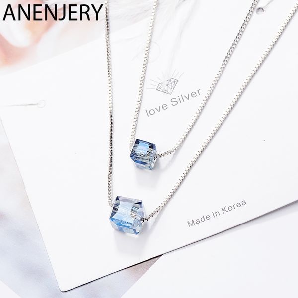 925 sterling silver necklace double layer square candy synthetic crystal necklaces for women chain choker gift
925 sterling silver necklace double layer square candy synthetic crystal necklaces for women chain choker gift