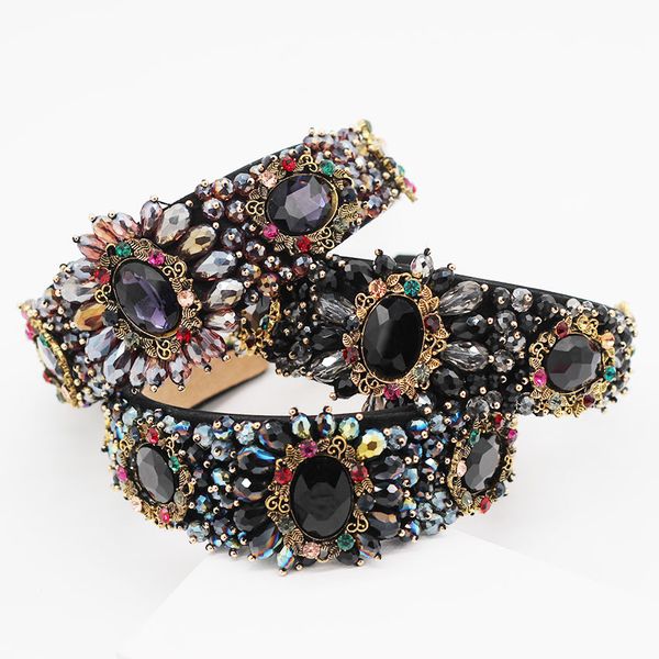 baroque rhinestone headband personality hand-sewn rice beads large flower small particles luxury nightclub headband 956, Golden;white 
baroque rhinestone headband personality hand-sewn rice beads large flower small particles luxury nightclub headband 956, Golden;white