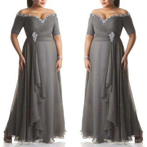 plus size gray mother of the bride dresses half sleeve off the shoulder beading chiffon formal evening gowns long groom wear, Black;red
plus size gray mother of the bride dresses half sleeve off the shoulder beading chiffon formal evening gowns long groom wear, Black;red