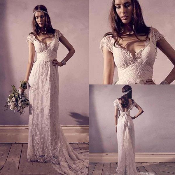 2020 boho wedding dresses v neck cap sleeves a line lace floor long beach wedding dresses bridal gowns robe de mariee bc2967, White
2020 boho wedding dresses v neck cap sleeves a line lace floor long beach wedding dresses bridal gowns robe de mariee bc2967, White