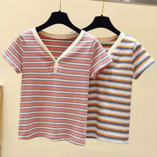 2020 short-sleeved striped western style versatile slim ins fashion 2020 short-sleeved t-shirt women's striped western style versatile, White
2020 short-sleeved striped western style versatile slim ins fashion 2020 short-sleeved t-shirt women's striped western style versatile, White