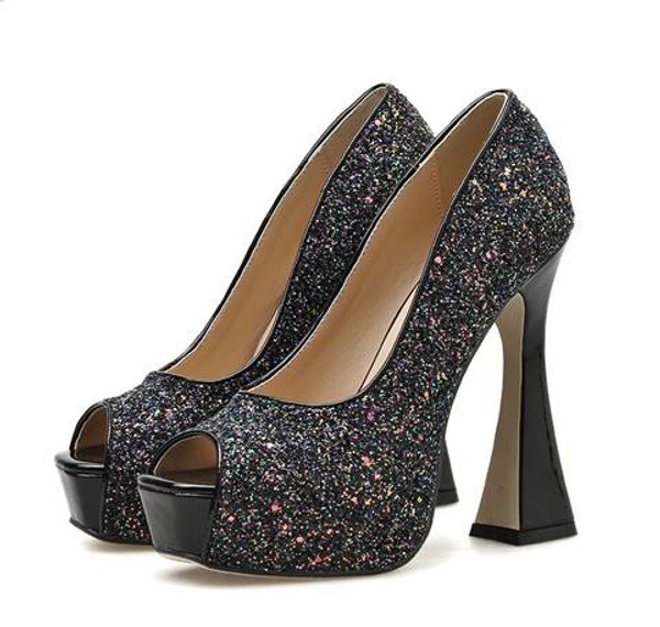 sparkly sequined gold peep toe spool heel silver wedding shoes luxury women designer shoes bridal shoes size 35 to 41 cs9, Black
sparkly sequined gold peep toe spool heel silver wedding shoes luxury women designer shoes bridal shoes size 35 to 41 cs9, Black