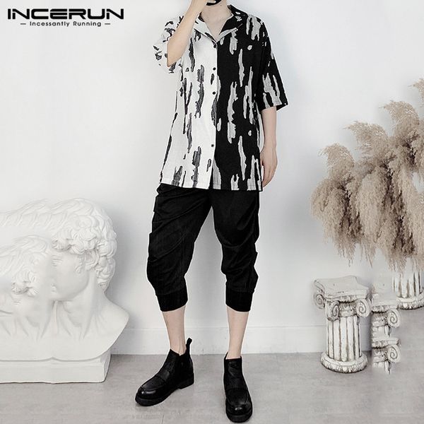incerun men patchwork vintage shirt ethnic lapel short sleeve shirt man black and white button up chic streetwear plus size, White;black
incerun men patchwork vintage shirt ethnic lapel short sleeve shirt man black and white button up chic streetwear plus size, White;black