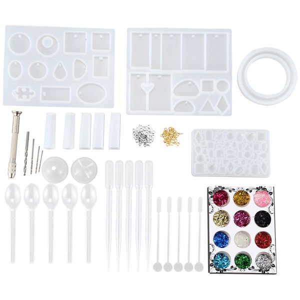 83 pieces silicone casting molds and tools set with a black storage bag for diy jewelry craft making
83 pieces silicone casting molds and tools set with a black storage bag for diy jewelry craft making