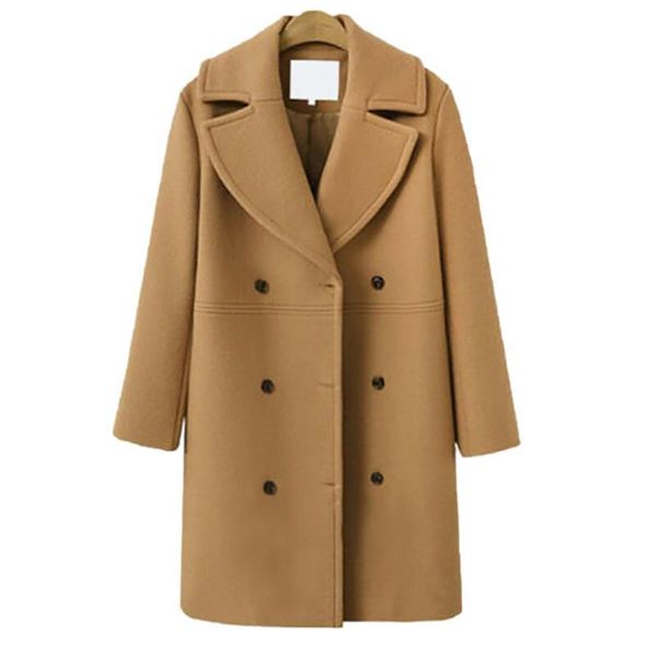 women ladies winter double breasted outwear fashion elegant warm long jacket overcoat solid lapel baggy woolen coat, Black
women ladies winter double breasted outwear fashion elegant warm long jacket overcoat solid lapel baggy woolen coat, Black