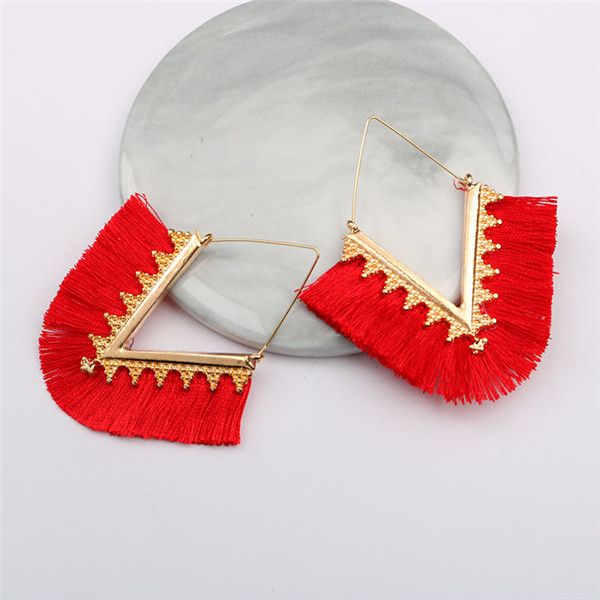 wholesale-european and american earrings alloy geometric v - shaped color cotton tassel spring color female earrings, Silver
wholesale-european and american earrings alloy geometric v - shaped color cotton tassel spring color female earrings, Silver