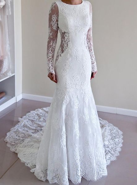 stunning jewel long illusion sleeves court train sheath white wedding dress with open back full lace within lining mermaid bridals gown
stunning jewel long illusion sleeves court train sheath white wedding dress with open back full lace within lining mermaid bridals gown