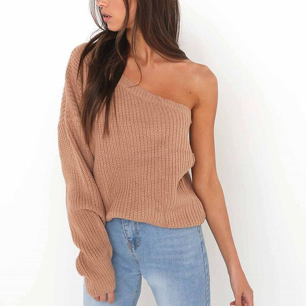 new stylish autumn style women loose knitted full sleeve one shoulder solid soft jumper sweater ladies casual knitwear pullover, White;black
new stylish autumn style women loose knitted full sleeve one shoulder solid soft jumper sweater ladies casual knitwear pullover, White;black