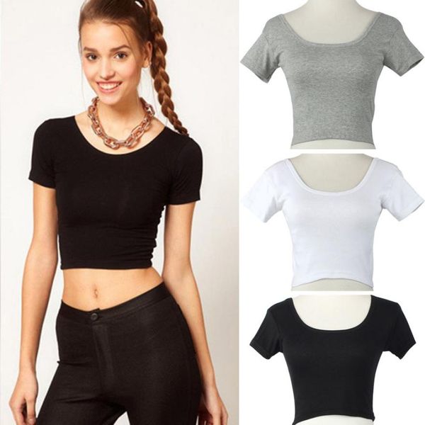women slim soft elastic solid crop short sleeve blouse shirt basic stretch short teenagers o-neck summer tees, White
women slim soft elastic solid crop short sleeve blouse shirt basic stretch short teenagers o-neck summer tees, White