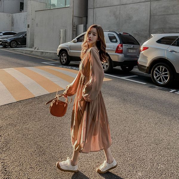 2019 new autumn casual women dress lantern sleeve solid slim in long knee-high dresses black meat pink f7840, Black;gray
2019 new autumn casual women dress lantern sleeve solid slim in long knee-high dresses black meat pink f7840, Black;gray