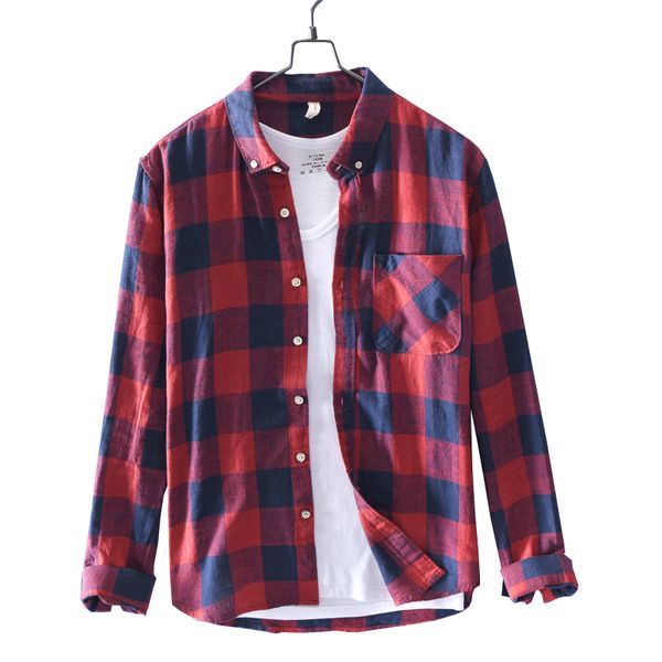 spring summer fashion mens shirt red color plaid long sleeve linen shirt men turn down collar japanese style casual hombre, White;black
spring summer fashion mens shirt red color plaid long sleeve linen shirt men turn down collar japanese style casual hombre, White;black