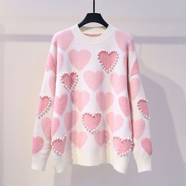 women knitted sweater and pullovers oneck pearls beading sweaters sweet heart pull jumpers long sleeve kawaii pull, White;black
women knitted sweater and pullovers oneck pearls beading sweaters sweet heart pull jumpers long sleeve kawaii pull, White;black