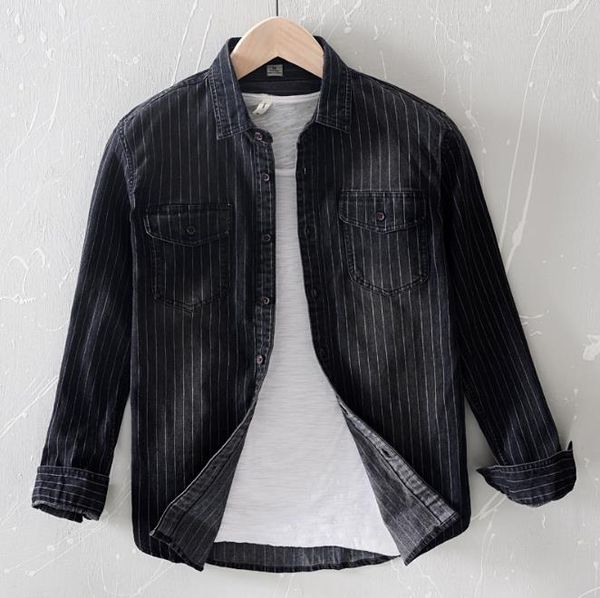 striped men's denim shirt loose fashion mens shirts casual cowboy long sleeved jeans shirt men dress shellort xxxl, White;black
striped men's denim shirt loose fashion mens shirts casual cowboy long sleeved jeans shirt men dress shellort xxxl, White;black