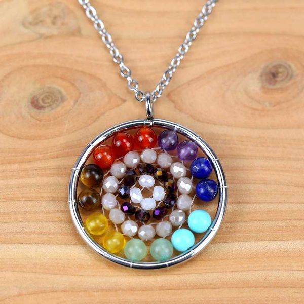 natural stone 7 chakra neckalce stainess steel chain pendant yoga macrame necklace energy necklace gift jewelry, Silver
natural stone 7 chakra neckalce stainess steel chain pendant yoga macrame necklace energy necklace gift jewelry, Silver