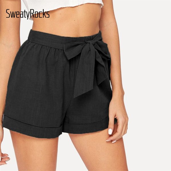 sweatyrocks self belted elastic waist cuffed shorts women streetwear casual straight leg shorts 2019 summer womens solid, White;black
sweatyrocks self belted elastic waist cuffed shorts women streetwear casual straight leg shorts 2019 summer womens solid, White;black