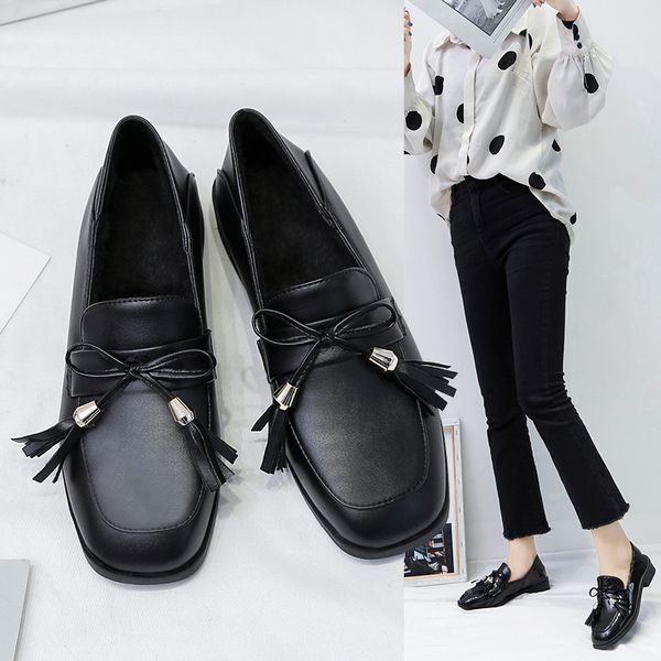 slip on shoes for women round toe female footwear british style autumn casual sneaker loafers with fur oxfords women's shallow, Black
slip on shoes for women round toe female footwear british style autumn casual sneaker loafers with fur oxfords women's shallow, Black
