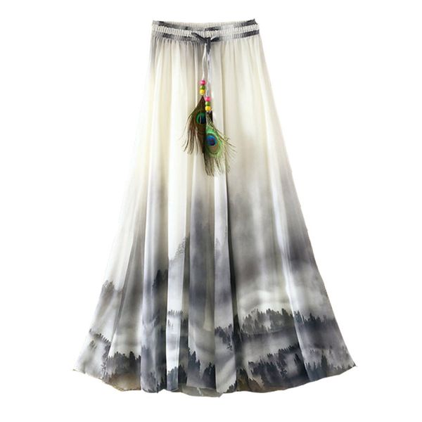 2019 summer bohemian long skirt chiffon vintage faldas largas elegant print saia longa ladies casual maxi skirts women clothes, Black;gray
2019 summer bohemian long skirt chiffon vintage faldas largas elegant print saia longa ladies casual maxi skirts women clothes, Black;gray
