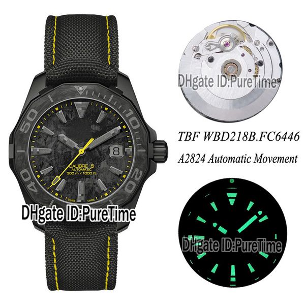 new tbf wbd218b eta a2824 automatic mens watch pvd steel case carbon dial stick markers black nylon with yellow line edition puretime, Slivery;brown
new tbf wbd218b eta a2824 automatic mens watch pvd steel case carbon dial stick markers black nylon with yellow line edition puretime, Slivery;brown