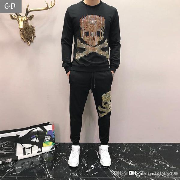 19ss men's trend european and american style leisure sports suit rhinestone skull slim fashion long-sleeved sweater trousers two-pi, Gray
19ss men's trend european and american style leisure sports suit rhinestone skull slim fashion long-sleeved sweater trousers two-pi, Gray