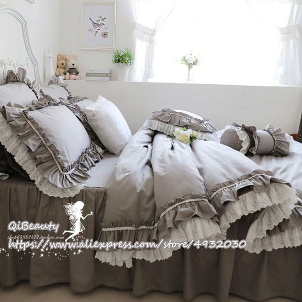 gray lotus leaf craft pure cotton princess bedding article four-piece of bed skirt sweet plaid ruffle duvet cover bedding
gray lotus leaf craft pure cotton princess bedding article four-piece of bed skirt sweet plaid ruffle duvet cover bedding