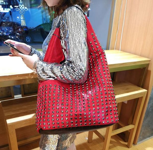 est brand women's bags european and american trendy big bags designer studded sequin handbag shoulder bags shiny mother and daughter ba
est brand women's bags european and american trendy big bags designer studded sequin handbag shoulder bags shiny mother and daughter ba