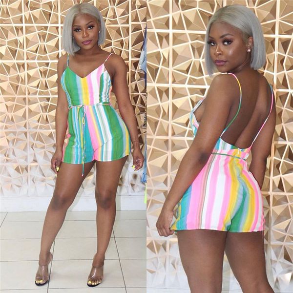 Striped Printing V Neck Jumpsuits Women Sexy Backless Loose Summer Designer Short Jumpsuits Ladies Holidays Casual Rompers
Striped Printing V Neck Jumpsuits Women Sexy Backless Loose Summer Designer Short Jumpsuits Ladies Holidays Casual Rompers
