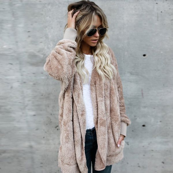 plus size 2019 winter warm faux fur coat women's jacket female lamb wool coat pink overcoat long sleeve hooded outwear cardigan, Black
plus size 2019 winter warm faux fur coat women's jacket female lamb wool coat pink overcoat long sleeve hooded outwear cardigan, Black