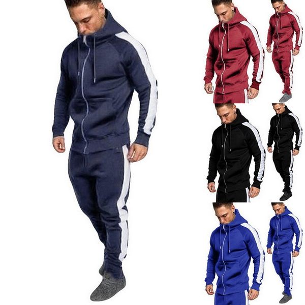 2 pieces sets tracksuit men brand autumn winter hooded sweatshirt +drawstring pants male stripe patchwork hoodies, Gray
2 pieces sets tracksuit men brand autumn winter hooded sweatshirt +drawstring pants male stripe patchwork hoodies, Gray