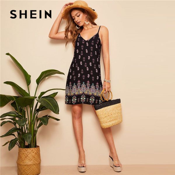 shein black tribal print cami summer dress women boho beach v neck adjustable spaghetti strap backless mini dress, Black;gray
shein black tribal print cami summer dress women boho beach v neck adjustable spaghetti strap backless mini dress, Black;gray