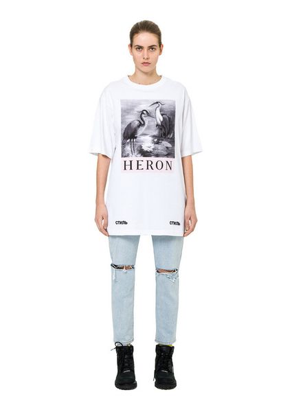 women summer tshirts loose short clothing xianhe short sleeved classic crane powder print tees fashion apparel, White
women summer tshirts loose short clothing xianhe short sleeved classic crane powder print tees fashion apparel, White