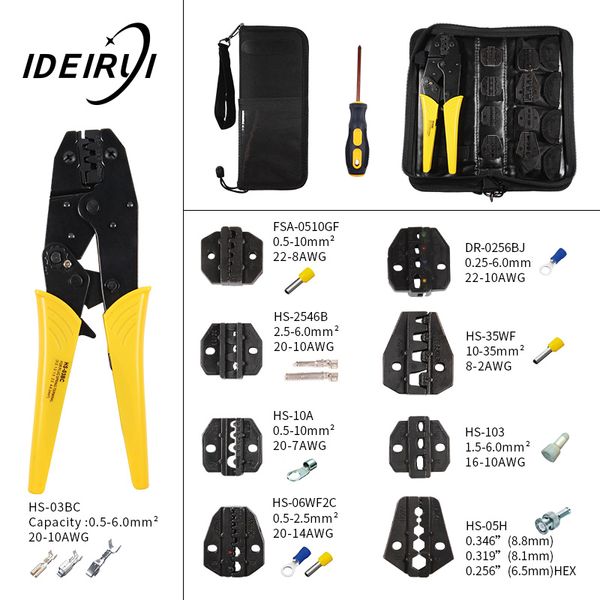 

hs-03bc wire terminal crimper ratchet plier jaw replacement clamp tools kit 230mm hand crimping tool
