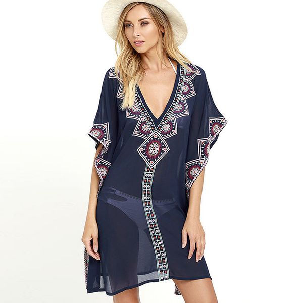 swimming suit with bikini jacket, chiffon embroidered sunscreen beach jacket, v-neck loose cross-border new skirt, Blue;gray
swimming suit with bikini jacket, chiffon embroidered sunscreen beach jacket, v-neck loose cross-border new skirt, Blue;gray
