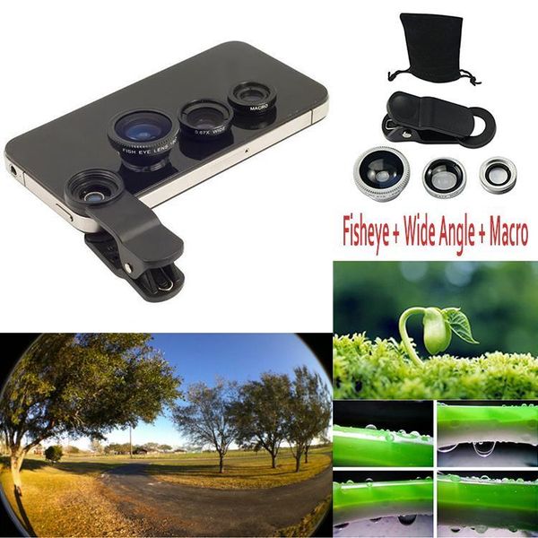 3 in 1 universal clip on fish eye macro wide angle mobile phone lens camera kit for iphone 6 5s 4 for samsung htc lg
3 in 1 universal clip on fish eye macro wide angle mobile phone lens camera kit for iphone 6 5s 4 for samsung htc lg