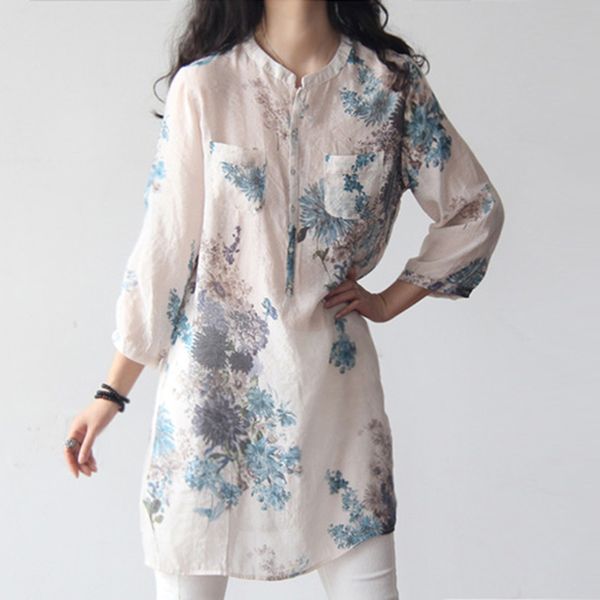 gaoke cotton linen shirts vintage women floral print blouses casual loose female long shirt blusas tunic chinese style, White
gaoke cotton linen shirts vintage women floral print blouses casual loose female long shirt blusas tunic chinese style, White