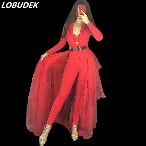 valentine's day party women outfit modern dance singer star concert costume nightclub bar host stage wear red white jumpsuits with tail, Black;red
valentine's day party women outfit modern dance singer star concert costume nightclub bar host stage wear red white jumpsuits with tail, Black;red