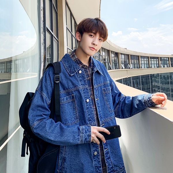 2019 spring and autumn new men's solid color cotton denim jacket loose hong trend fashion casual shirt blue / black m-2xl, Black;brown
2019 spring and autumn new men's solid color cotton denim jacket loose hong trend fashion casual shirt blue / black m-2xl, Black;brown