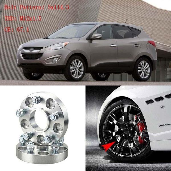 4pcs 1" wheel spacers adapters 5 lug 5x4.5"/5x114.3-12x1.5 for hyundai tucson 
4pcs 1" wheel spacers adapters 5 lug 5x4.5"/5x114.3-12x1.5 for hyundai tucson