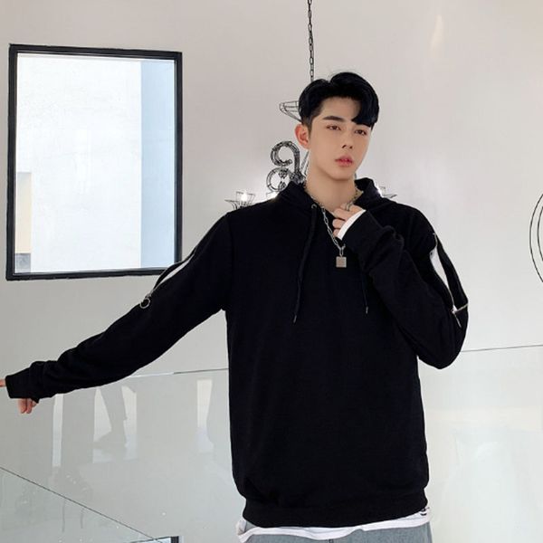 men loose casual pullovers zipper hooded sweatshirt outerwear male streetwear hip hop punk gothic fleece hoodie overcoat, Black
men loose casual pullovers zipper hooded sweatshirt outerwear male streetwear hip hop punk gothic fleece hoodie overcoat, Black