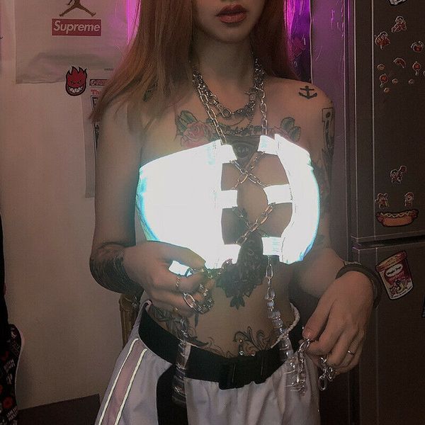 hirigin crop women girl streetwear festival reflective chain crop party cami bralet bustier bra vest haut femme, White
hirigin crop women girl streetwear festival reflective chain crop party cami bralet bustier bra vest haut femme, White