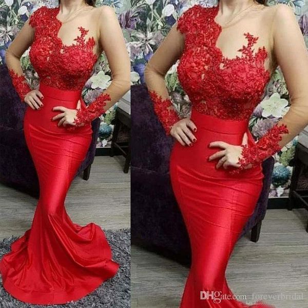 elegant red mermaid evening dresses sheer neck lace applique long sleeves floor length prom dress evening gowns abendkleider vestidos, Black;red
elegant red mermaid evening dresses sheer neck lace applique long sleeves floor length prom dress evening gowns abendkleider vestidos, Black;red