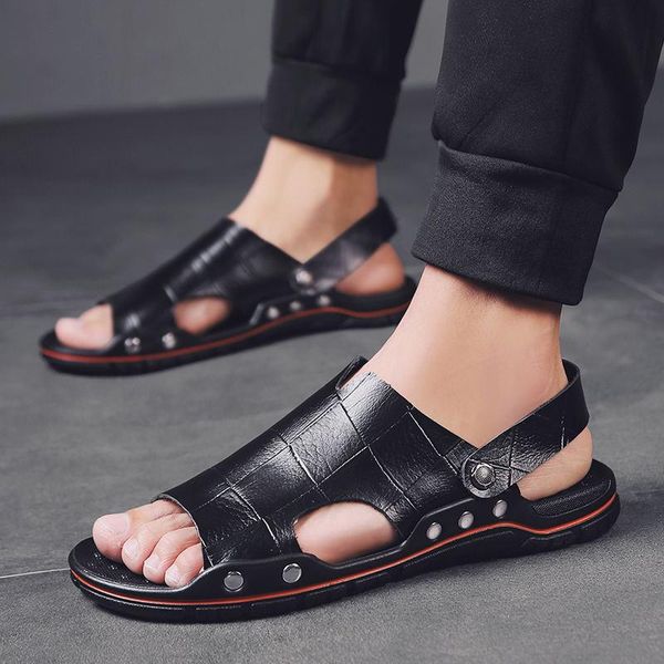 genuine leather men's sandals summer soft shoes beach men's sandals slippers bohemia size 38-48 sale, Black
genuine leather men's sandals summer soft shoes beach men's sandals slippers bohemia size 38-48 sale, Black