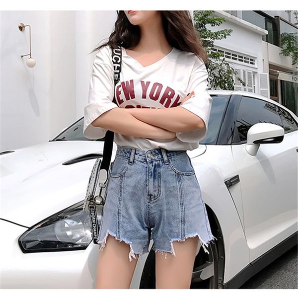 fashion denim shorts 2020 female high waist loose new summer korean version was thin wild wide leg jeans, Blue
fashion denim shorts 2020 female high waist loose new summer korean version was thin wild wide leg jeans, Blue