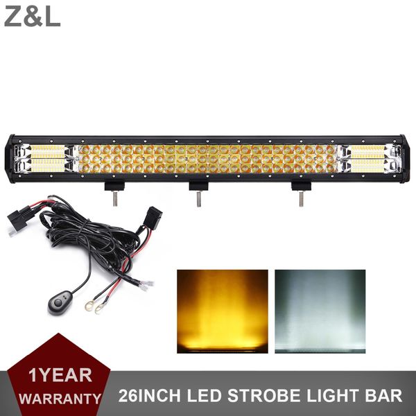 26inch offroad led light bar 12v 24v strobe flash waring lamp car boat atv ute rzr wagon pickup trailer truck 4wd 4x4 utv light